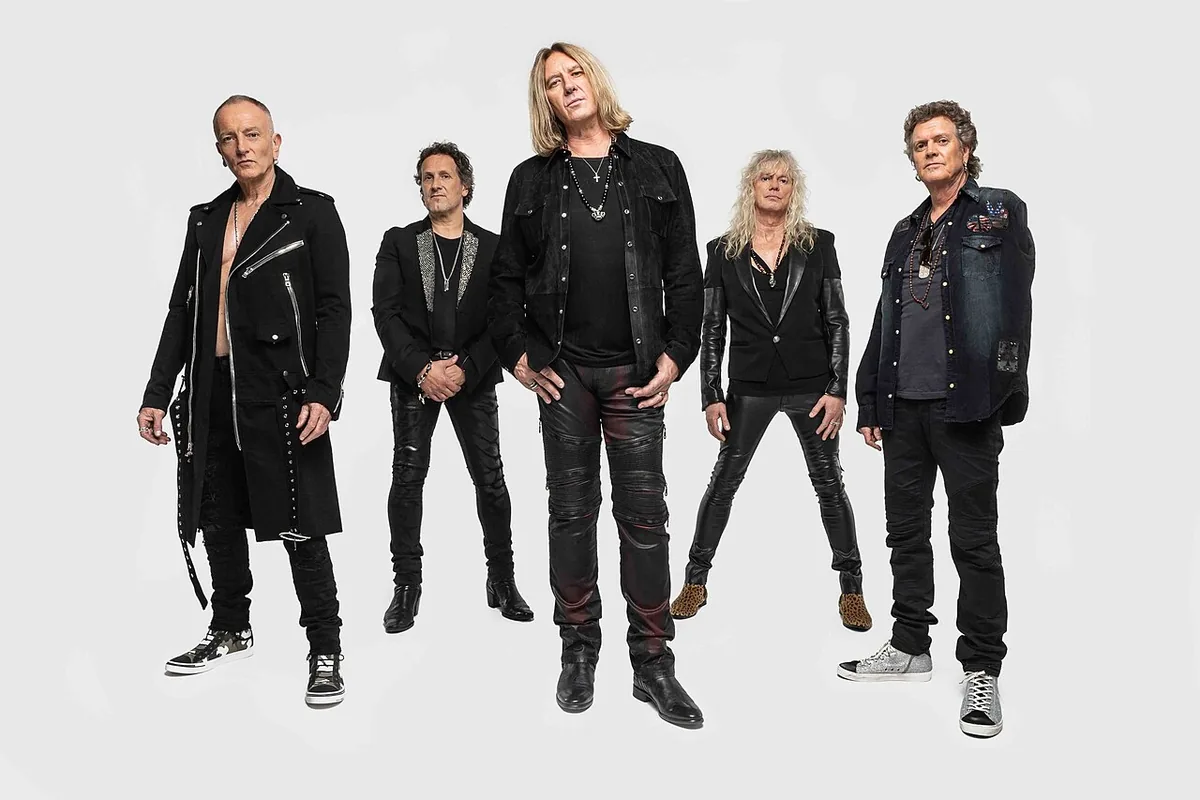 The five members of Def Leppard in a 2018 group portrait