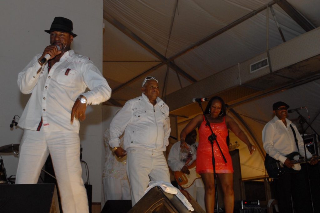 JoJo McDuffie, lead singer of the Mary Jane Girls, performing with the Masters of Funk